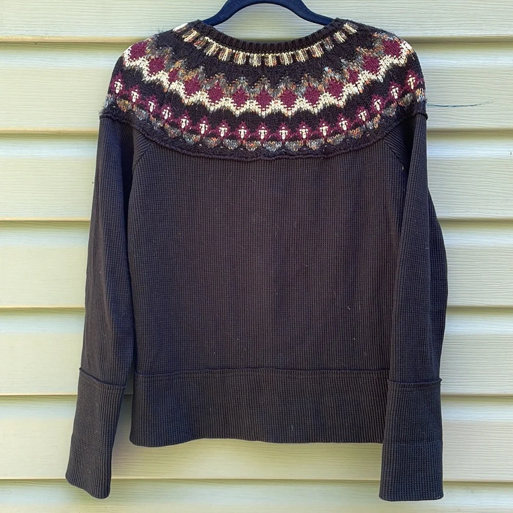 Free People Multicolor Knit Thermal Sweater